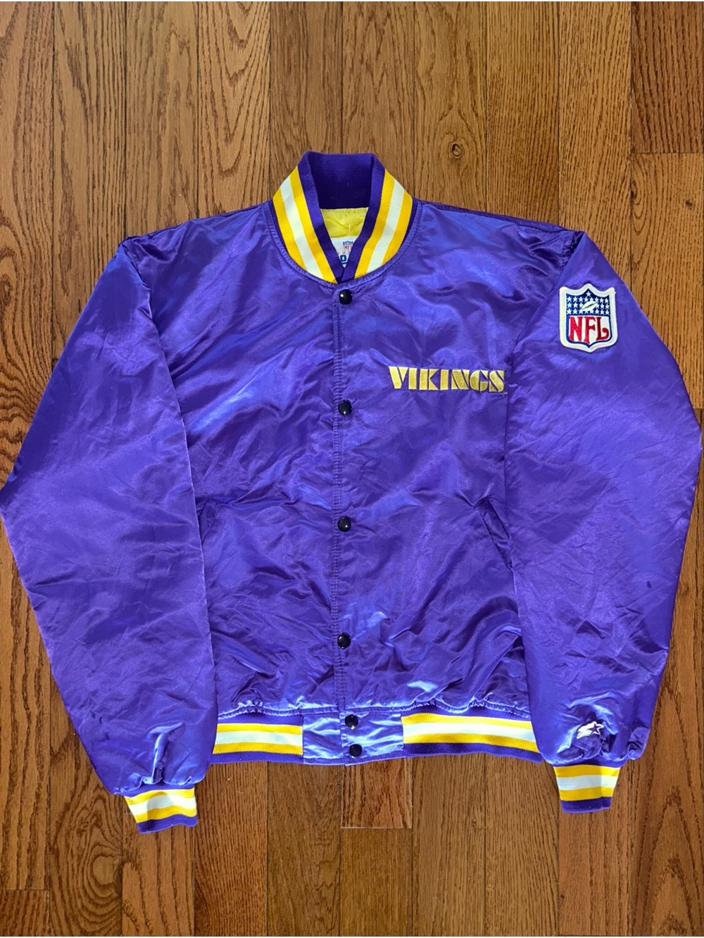 Minnesota Vikings Starter Satin Vintage Doublesided Jacket Size Large RARE